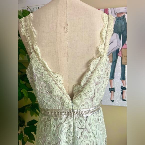 Free People Womens Boho Formal Lace Pale Mint Elegant Romantic Maxi Dress Sz 10 - Picture 11 of 12